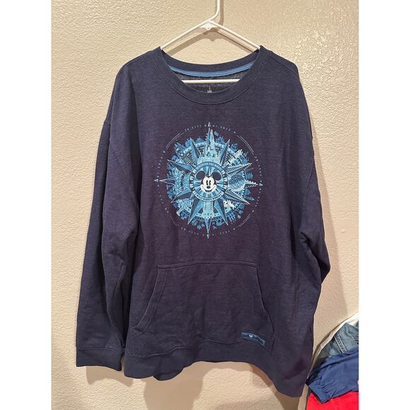 NWOT Disney Parks World Blue Discover Magic Sweatshirt Compass Mickey Mouse XXXL - Picture 1 of 5